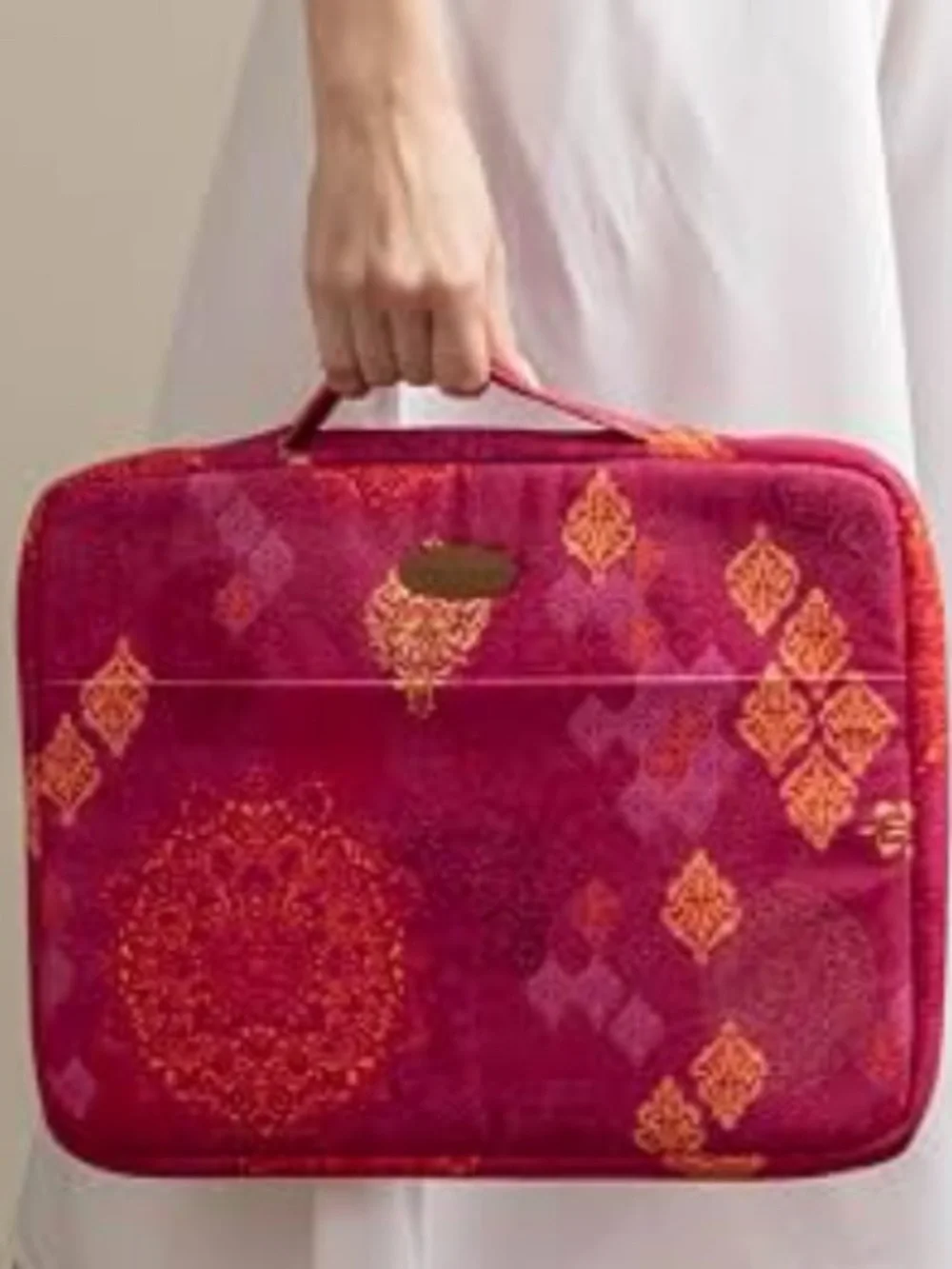 Maison d' Hermine Red and Orange Patterned Laptop Bag NWT